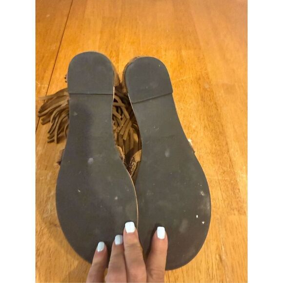 Minnetonka Brown Suede Fringe Beaded Sandals SZ 9 - Picture 7 of 9